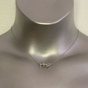 Christian Heartbeat Necklace Silver and Rhinestones